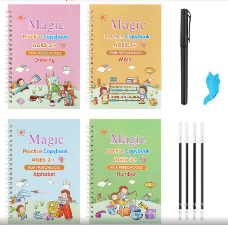 Full English version of calligraphy stickers Children's groove copybook Student hard pen practice copybook Magic writing sticker