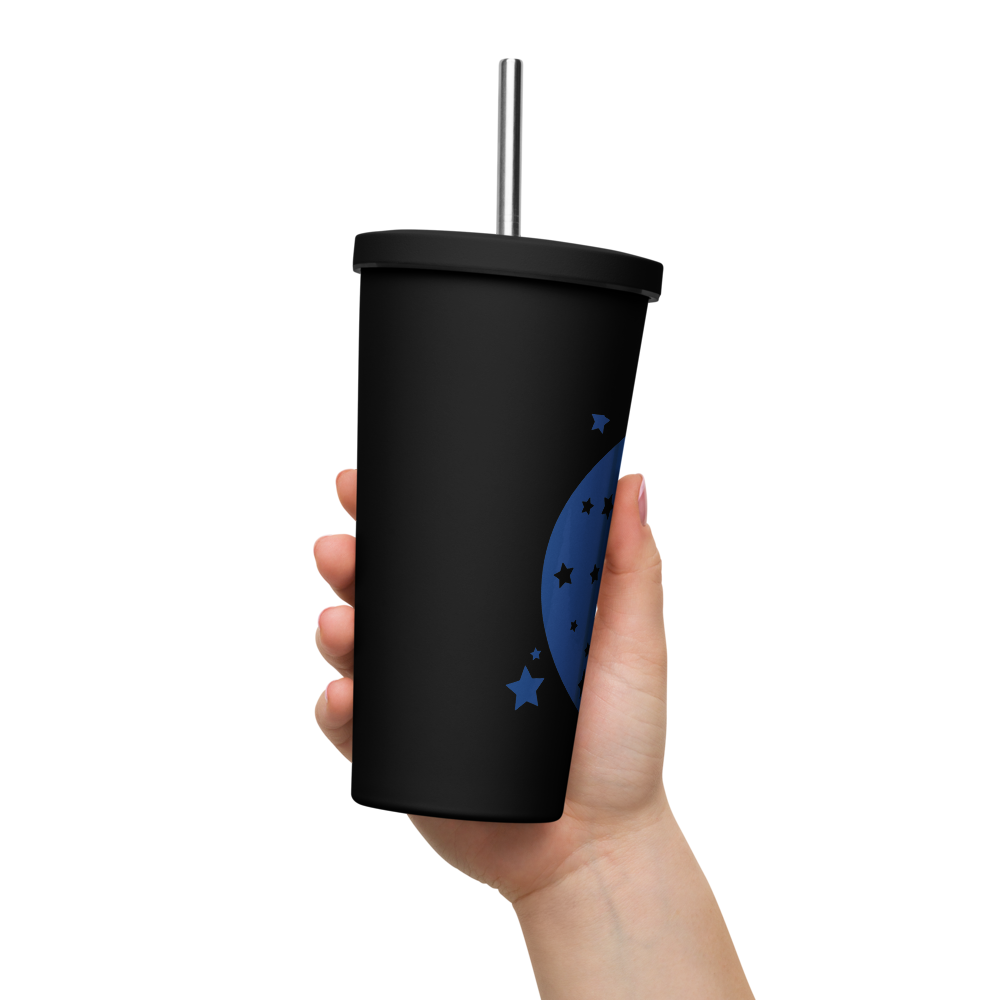 Insulated tumbler with a straw