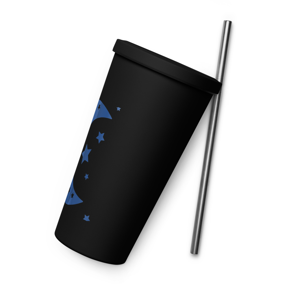 Insulated tumbler with a straw