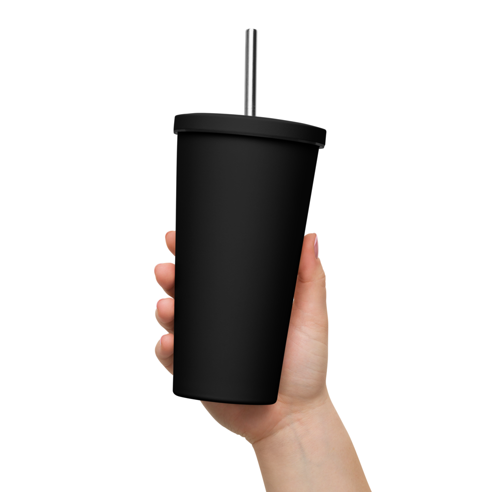 Insulated tumbler with a straw