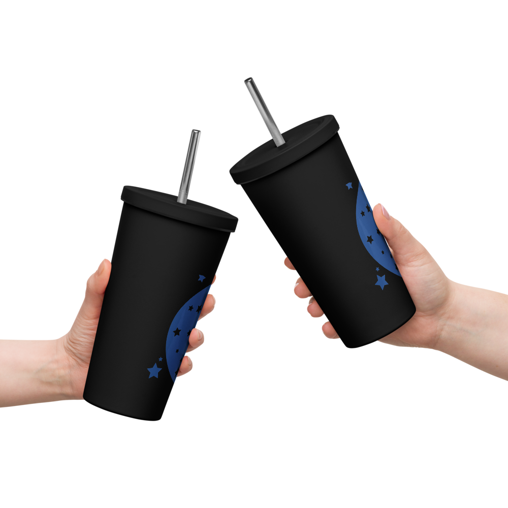 Insulated tumbler with a straw