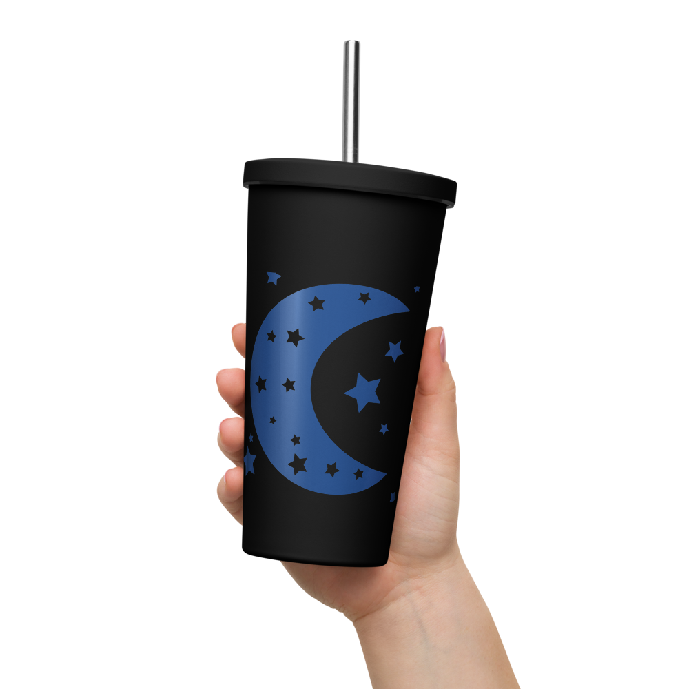 Insulated tumbler with a straw