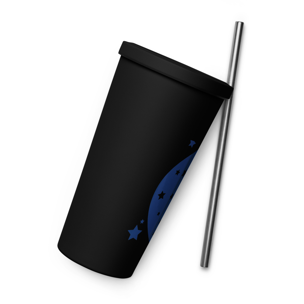 Insulated tumbler with a straw