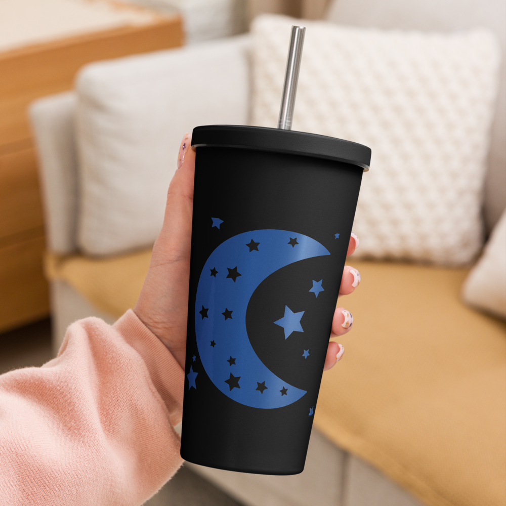 Insulated tumbler with a straw