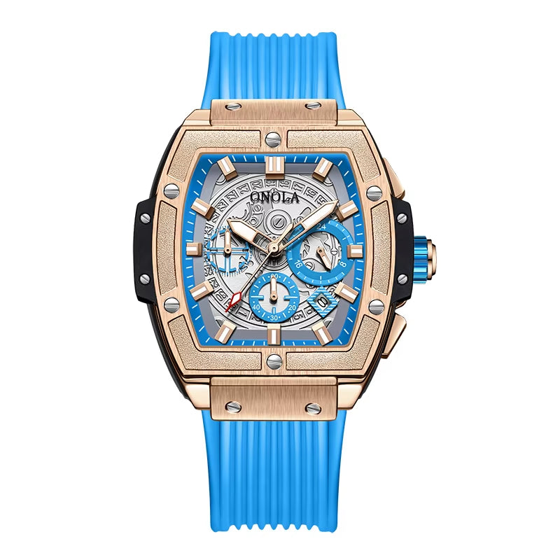 Tonneau Square Big Quartz Watch Man Lumious Chronograph Wristwatch Fashion Casual Style Luxury Man Watch Relogio Masculino