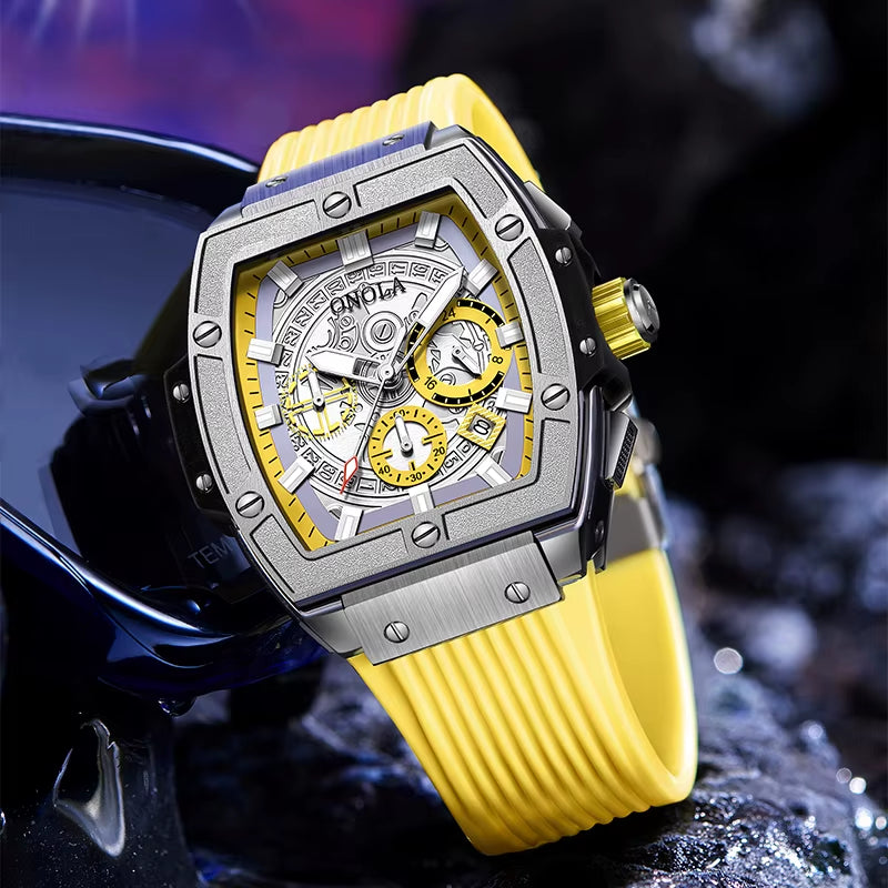 Tonneau Square Big Quartz Watch Man Lumious Chronograph Wristwatch Fashion Casual Style Luxury Man Watch Relogio Masculino